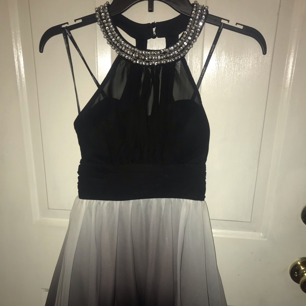 Black and White Ombré Semi-Formal Dress